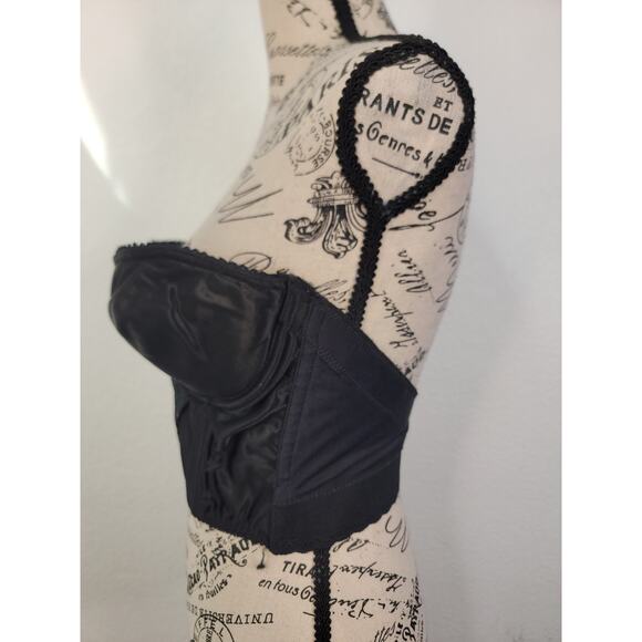 Vintage 1980s Backless by Smoothie Womens Sz 36B Lace Bra Corset Black Sexy - Picture 4 of 8